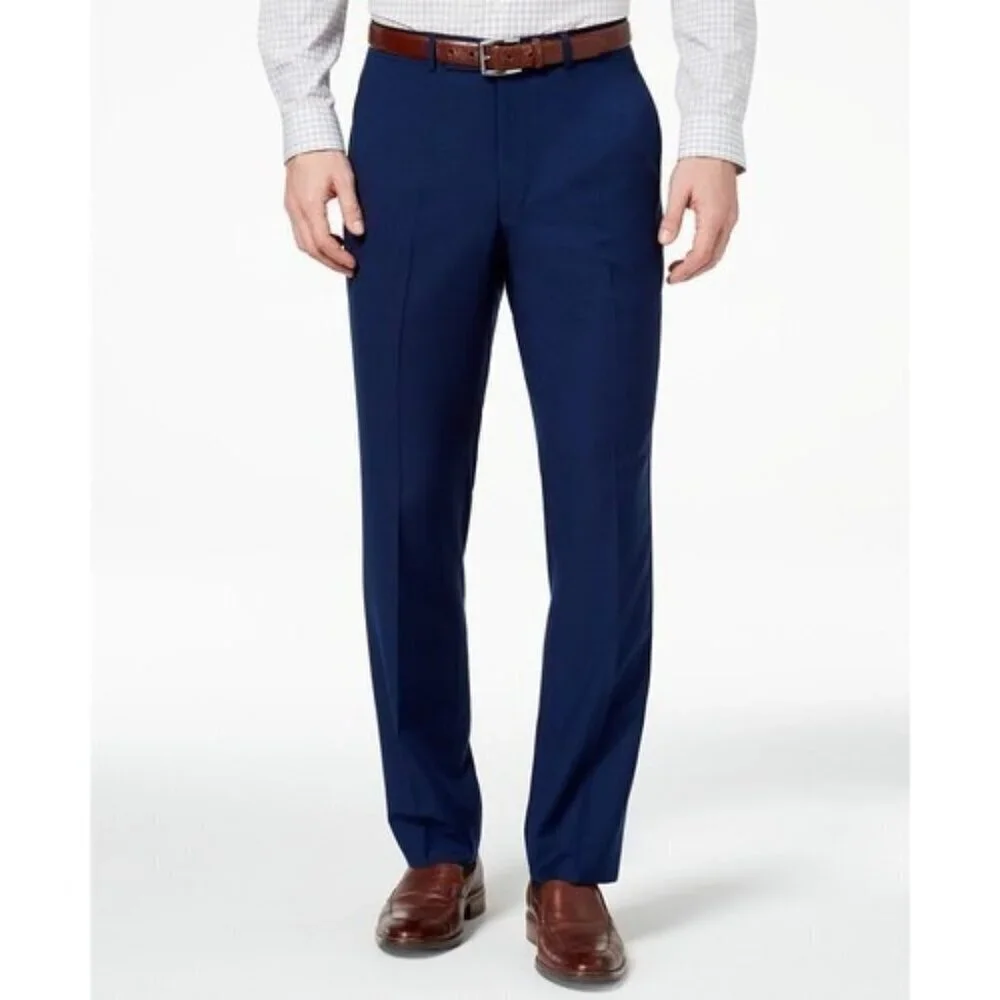 NEW Kenneth Cole Reaction Men's 40x30 Super Flex Waistband Dress Pants Blue
